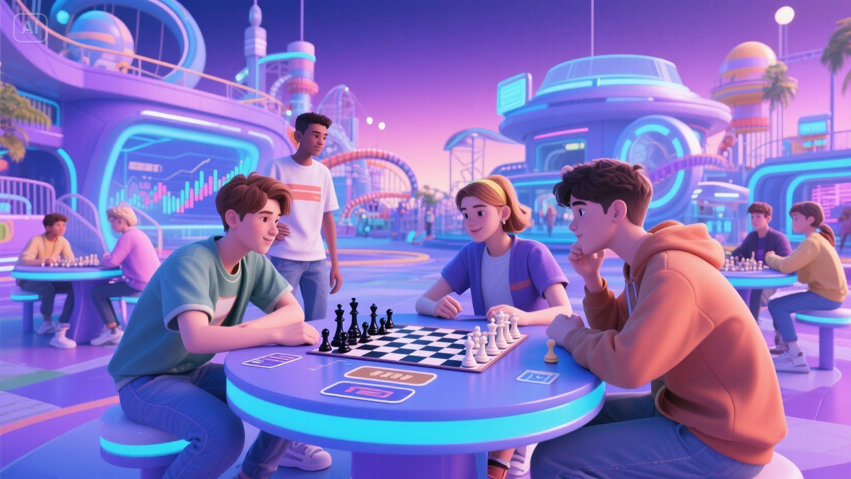 jimeng-2025-05-22-602-游乐园，投资乐园，股票游戏，对弈，3D，科幻，投资场景，年轻化发呢哥哥，蓝紫渐变配色.jpeg