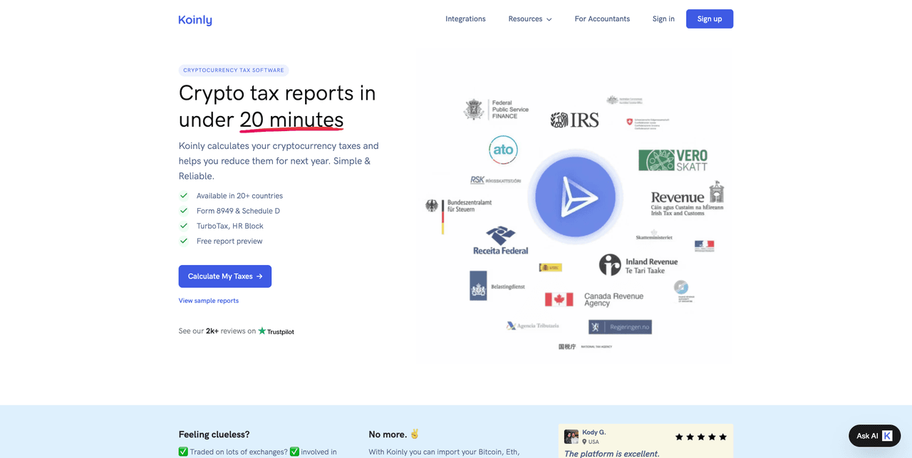  Koinly crypto tax tool site screenshot