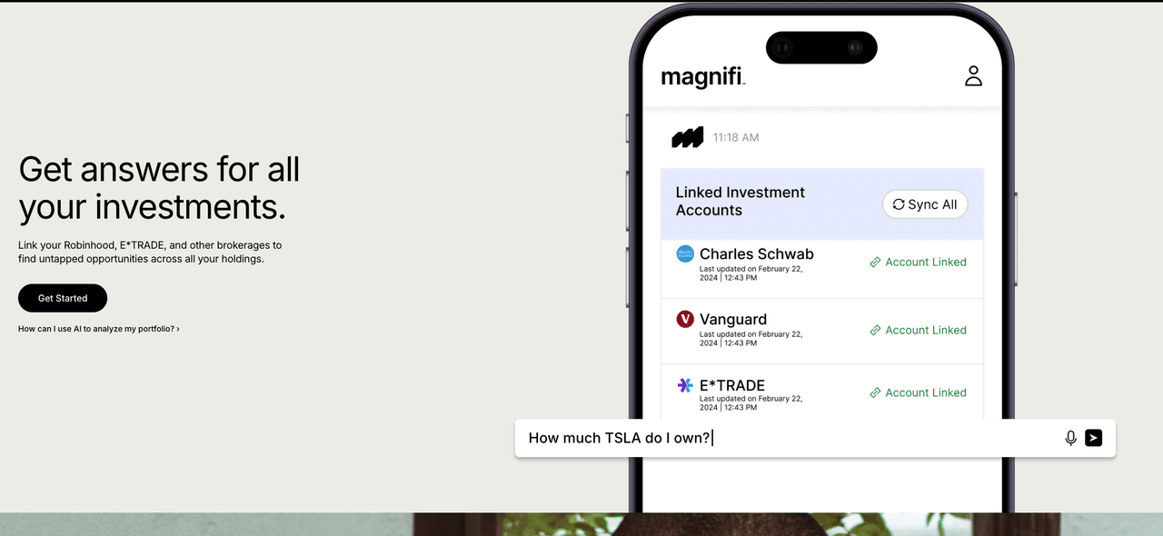 Magnifi showing analysis of a connected portfolio