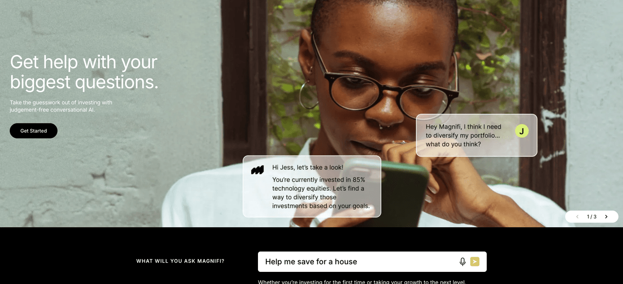 Magnifi homepage screenshot